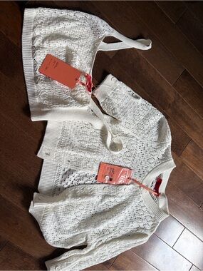 Max & Co. White Eyelet Knit Cardigan Set